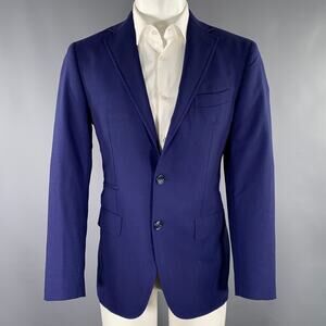 MAGARI Size 40 Blue Virgin Wool Notch Lapel Sport Coat
